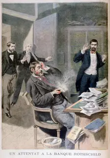 Explosion of a letter bomb sent to Baron Alphonse de Rothschild, 1895. Creator: F Meaulle