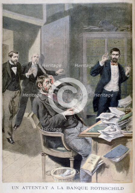 Explosion of a letter bomb sent to Baron Alphonse de Rothschild, 1895. Creator: F Meaulle.