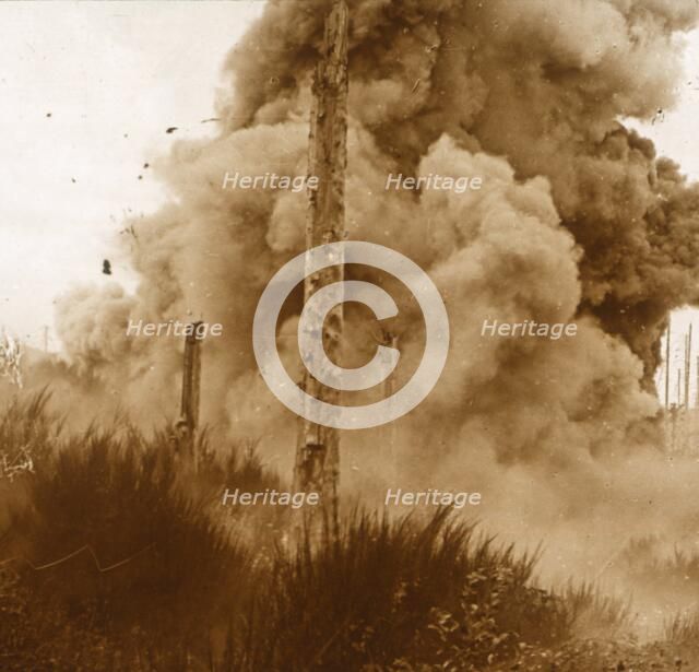 Explosion of a mine, Vosges, eastern France, c1914-c1918. Artist: Unknown.
