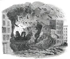 Explosion of a Steam-Boiler in Hague-Street, New York, 1850. Creator: Unknown