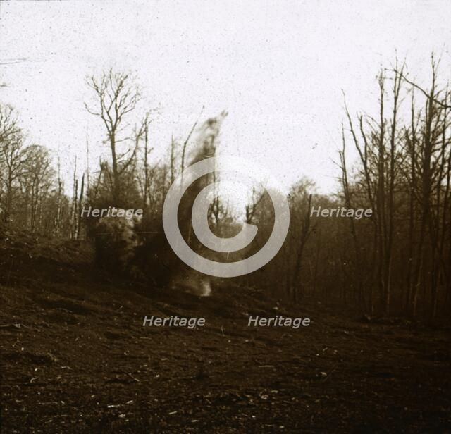 Explosion of shell fired by a tank, c1914-c1918. Artist: Unknown.