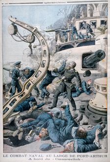 Explosion on board the Russian battleship Tsesarevich Battle of the Yellow Sea, 10th August 1904