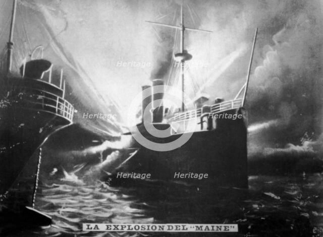 Explosion on the SS Maine, 1898, (c1910). Artist: Unknown