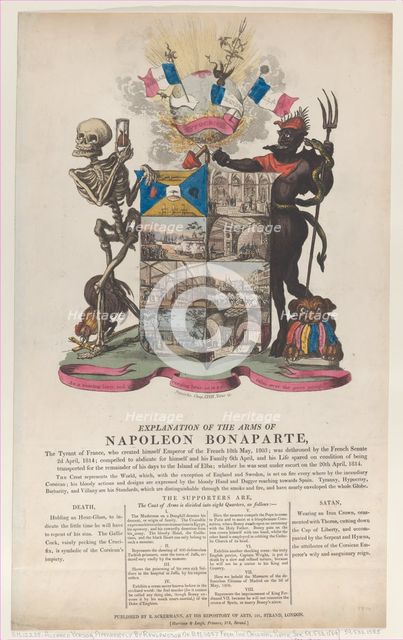 Explanation of the Arms of Napoleon Bonaparte, April 1814., April 1814. Creator: Thomas Rowlandson.
