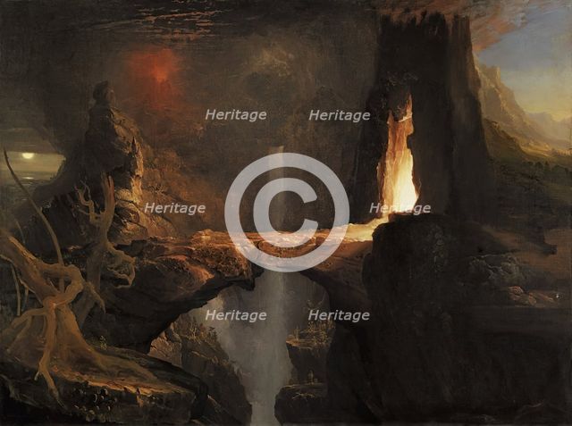 Expulsion. Moon and Firelight, 1828. Creator: Thomas Cole.