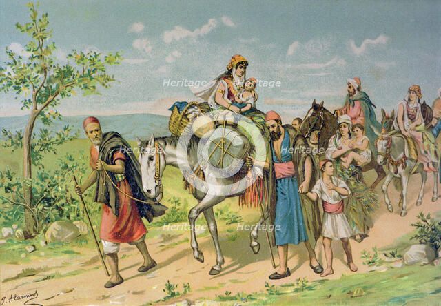 Expulsion of the Moors by decree of King Philip III during years 1609 and 1610, drawing.