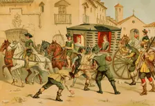 Expulsion of the queen from the city of Toledo, on her way to Bayonne, France, 1891. Creator: Juan Alaminos