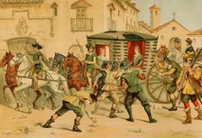 Expulsion of the queen from the city of Toledo, on her way to Bayonne, France, 1891. Creator: Juan Alaminos