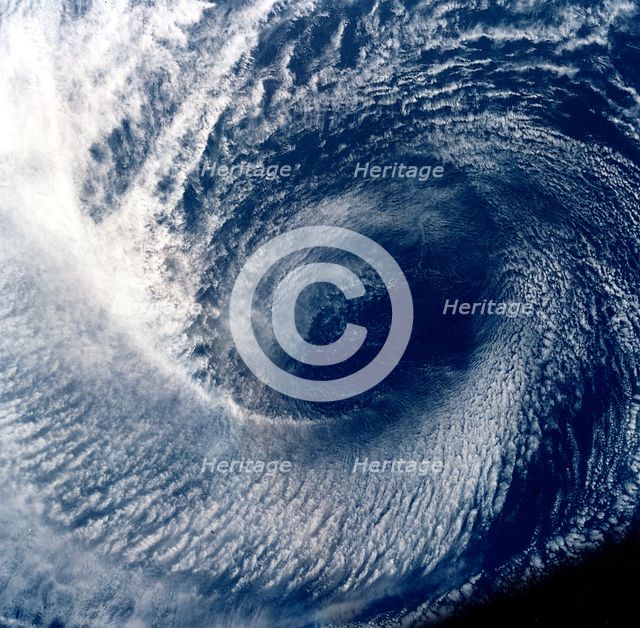 Eye of tropical storm 'Blanca' photographed between 17 and 24 June 1985. Artist: Unknown