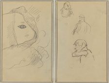 Eye and Part of Face; A Breton Woman and Two Men [recto], 1884-1888. Creator: Paul Gauguin