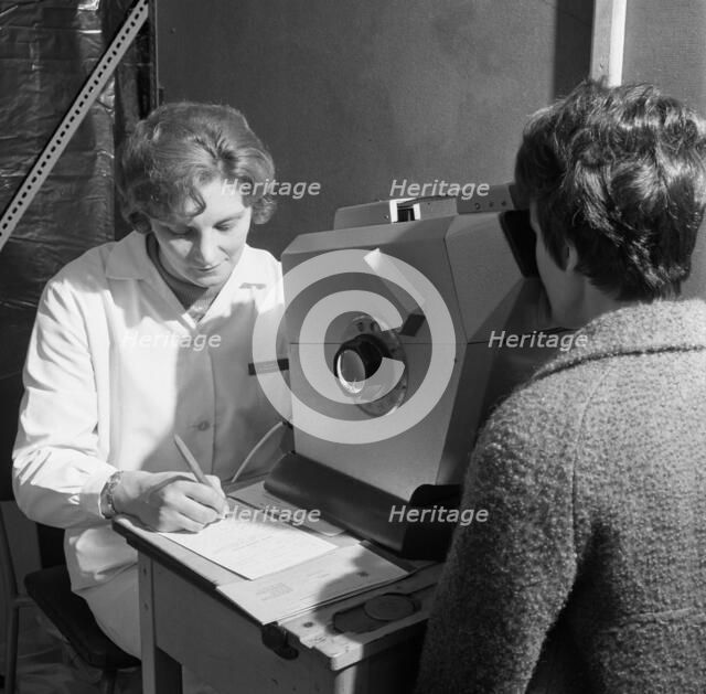 Eye screening, Rotherham, South Yorkshire, 1967. Artist: Michael Walters