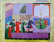 Ezekiel prophesying to the elders of Israel while captive in Babylon, c600 BC (16th century). Creator: Unknown