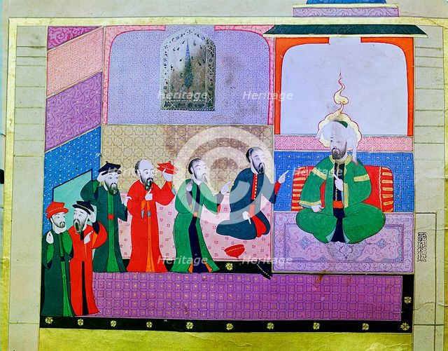 Ezekiel prophesying to the elders of Israel while captive in Babylon, c600 BC (16th century). Creator: Unknown.