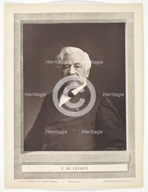 F. de Lesseps, c. 1876. Creator: Nadar.