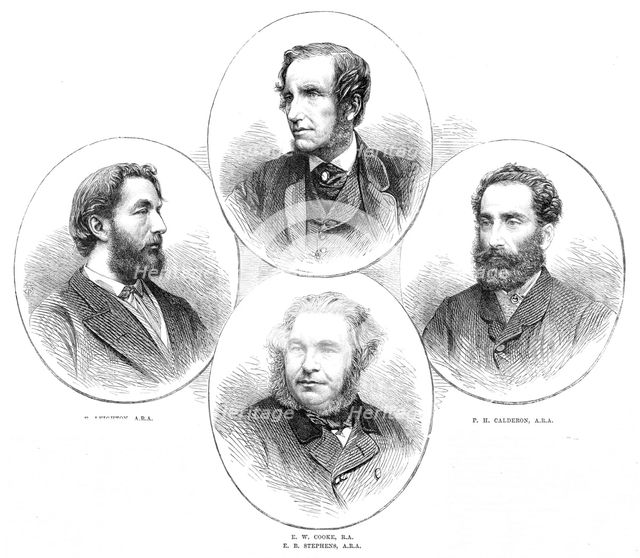 F. Leighton, A.R.A., E. W. Cooke, R.A., E. B. Stephens, A.R.A., P. H. Calderon, A.R.A., 1864. Creator: Unknown.