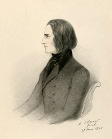 F. Liszt 1840. Creator: Richard James Lane