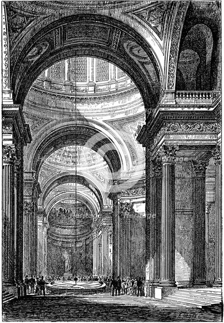 Foucault's pendulum in the Pantheon, Paris, 1851 (1887). Artist: Unknown