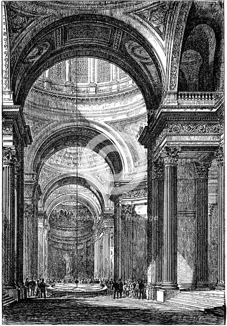 Foucault's pendulum in the Pantheon, Paris, 1851 (1887). Artist: Unknown