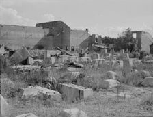 Foundations of lumber sheds in Fullerton, Louisiana, an abandoned lumber town, 1937. Creator: Dorothea Lange