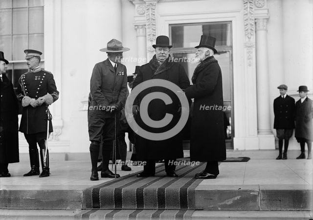 Founder of Boy Scouts Sir Robert Baden-Powell, William H. Taft, Archibald Willingham Butt, 1911. Creator: Harris & Ewing.