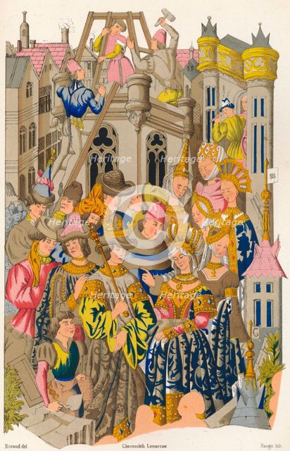 Founding of the Abbey of St Genevieve, 15th century, (1849). Creator: E Hauger.