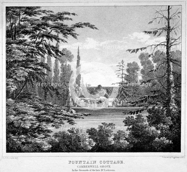 Fountain Cottage, Camberwell Grove, Camberwell, London, c1825.                                 Artist: Anon