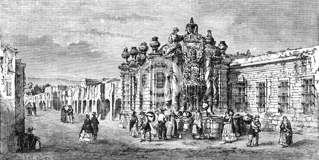 'Fountain and Aquaduct, City of Mexico. A Ride Round the Valley of Mexico', 1875. Creator: Unknown.