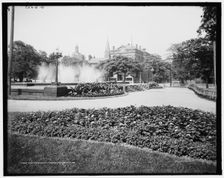 Fountain and Elks Temple, Pittsburgh, Pa., c.between 1910 and 1920. Creator: Unknown