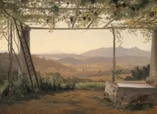 Fountain and Pergola in Italy, 1830/35. Creator: Ernst Christian Frederik Petzholdt