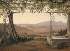 Fountain and Pergola in Italy, 1830/35. Creator: Ernst Christian Frederik Petzholdt