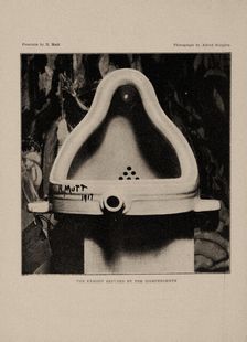 Fountain by Marcel Duchamp ("Fountain by R. Mutt"), from The Blind Man No. 2, 1917. Creator: Stieglitz, Alfred (1864-1946)