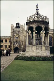 Fountain, Great Court, Trinity College, University of Cambridge, Cambridge, Cambridgeshire, 1973. Creator: Dorothy Chapman