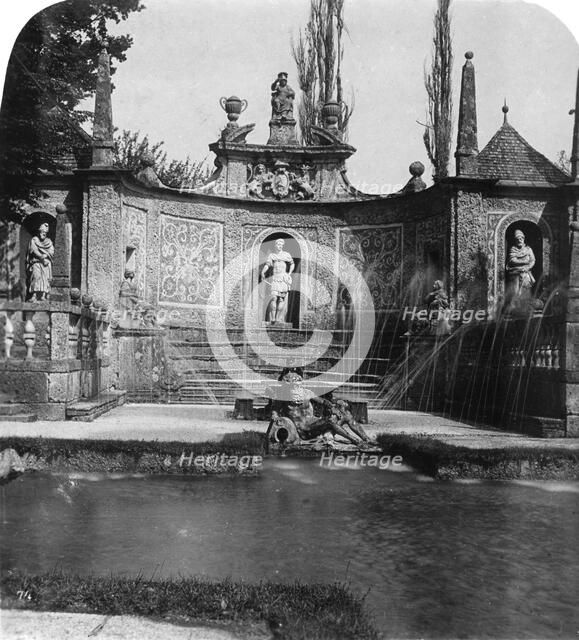 Fountain, Hellbrunn Castle, Salzburg, Austria, c1900.Artist: Wurthle & Sons