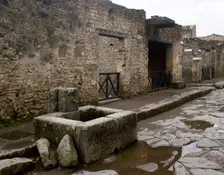 Fountain in Abundance Street, Pompeii, Campania, Italy, 2002. Creator: LTL