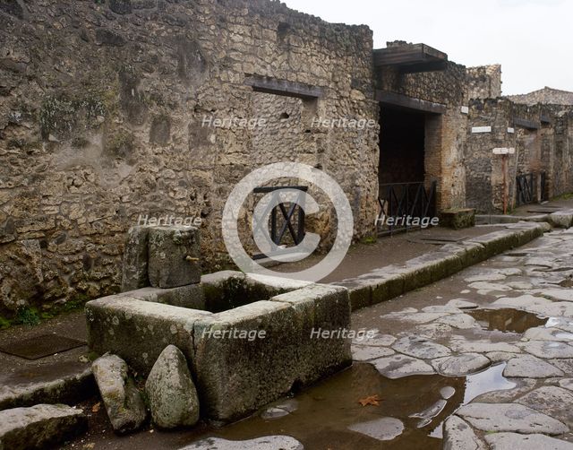 Fountain in Abundance Street, Pompeii, Campania, Italy, 2002. Creator: LTL.
