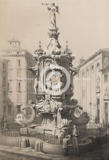Fountain in the Anton Martin square, Fountain of Fame, Madrid, commissioned by Philip V, was buil…