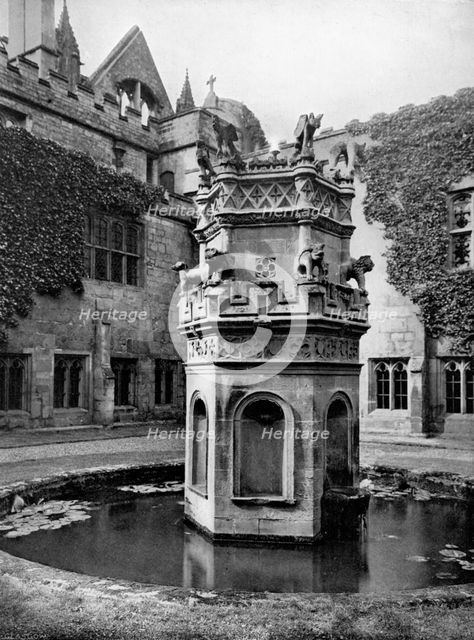 Fountain in the cloisters of Newstead Abbey, Nottingham, 1902-1903.Artist: Richar Keene