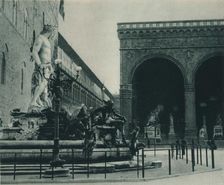 Fountain of Neptune by Bartolomeo Ammanati and the Loggia dei Lanzi, Florence, Italy, 1927. Artist: Eugen Poppel