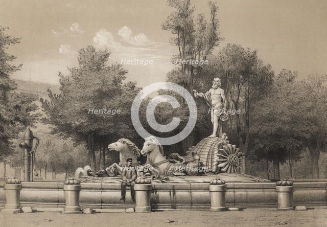 Fountain of Neptune, made between 1780 and 1784 by Juan Pascual de Mena, carved in white marble f…