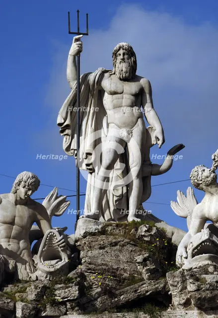 Fountain of Neptune, Piazza del Popolo, Rome, Italy, 2009.  Creator: LTL.