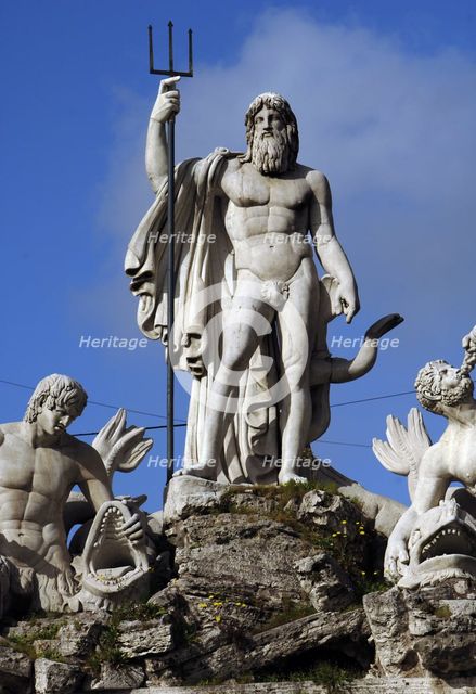 Fountain of Neptune, Piazza del Popolo, Rome, Italy, 2009.  Creator: LTL.