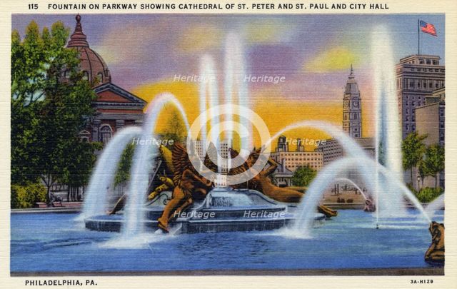 Fountain of Parkway, Philadelphia, Pennsylvania, USA, 1933. Artist: Unknown