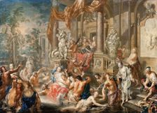 Fountain scene in front of a palace , 1731-1734. Creator: Platzer, Johann Georg (1704-1761)