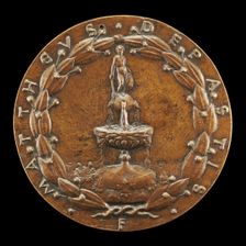 Fountain Surmounted by a Nude Male Figure [reverse], c. 1446. Creator: Matteo di Andrea de Pasti
