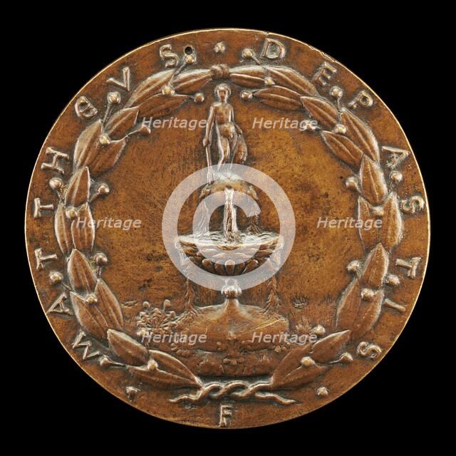 Fountain Surmounted by a Nude Male Figure [reverse], c. 1446. Creator: Matteo di Andrea de Pasti.