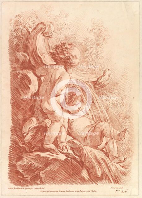 Fountain with Two Cupids, ca. 1773. Creator: Gilles Demarteau.