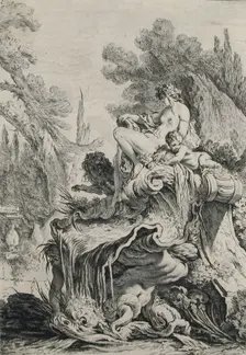 Fountain with a Naiad Seated on a Shell (Une fontaine avec une näiade assise sur une c..., Creator: Jean-Baptiste-Marie Pierre