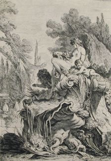 Fountain with a Naiad Seated on a Shell (Une fontaine avec une näiade assise sur une c..., Creator: Jean-Baptiste-Marie Pierre
