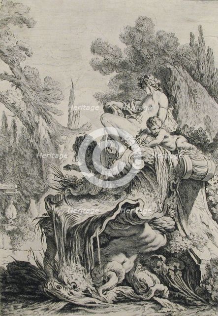 Fountain with a Naiad Seated on a Shell (Une fontaine avec une näiade assise sur une c...,  Creator: Jean-Baptiste-Marie Pierre.