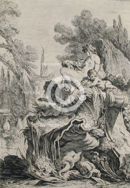 Fountain with a Naiad Seated on a Shell (Une fontaine avec une näiade assise sur une c...,  Creator: Jean-Baptiste-Marie Pierre.